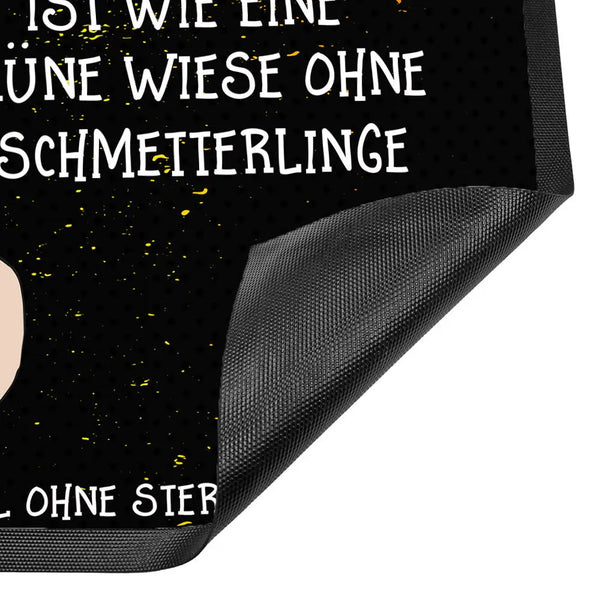 Fußmatte Mops Hund Hundematte Ein Haus ohne Mops ist wie eine Wiese ohne Schmetterlinge Sunnywall