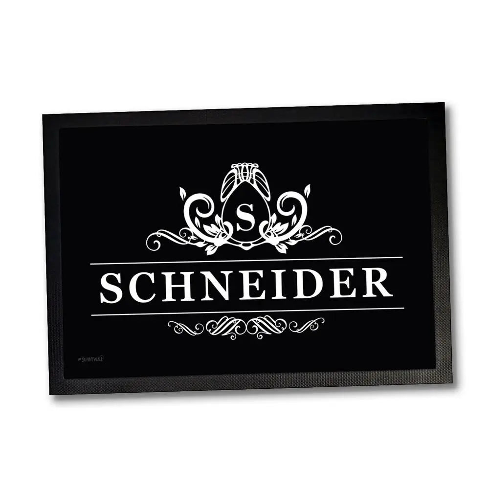 Fußmatte Ornament mit Initiale und Familiennamen personalisiert Sunnywall