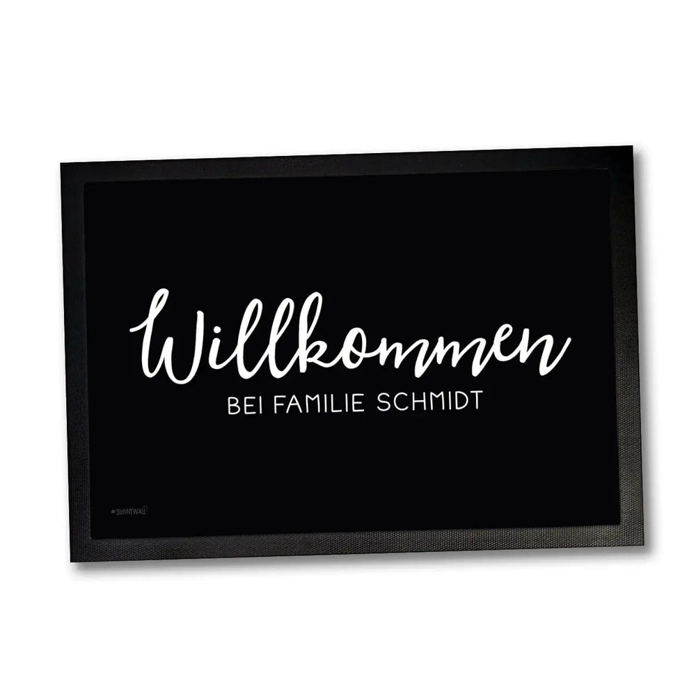 Fußmatte Willkommen Familie personalisiert mit Wunschnamen Sunnywall