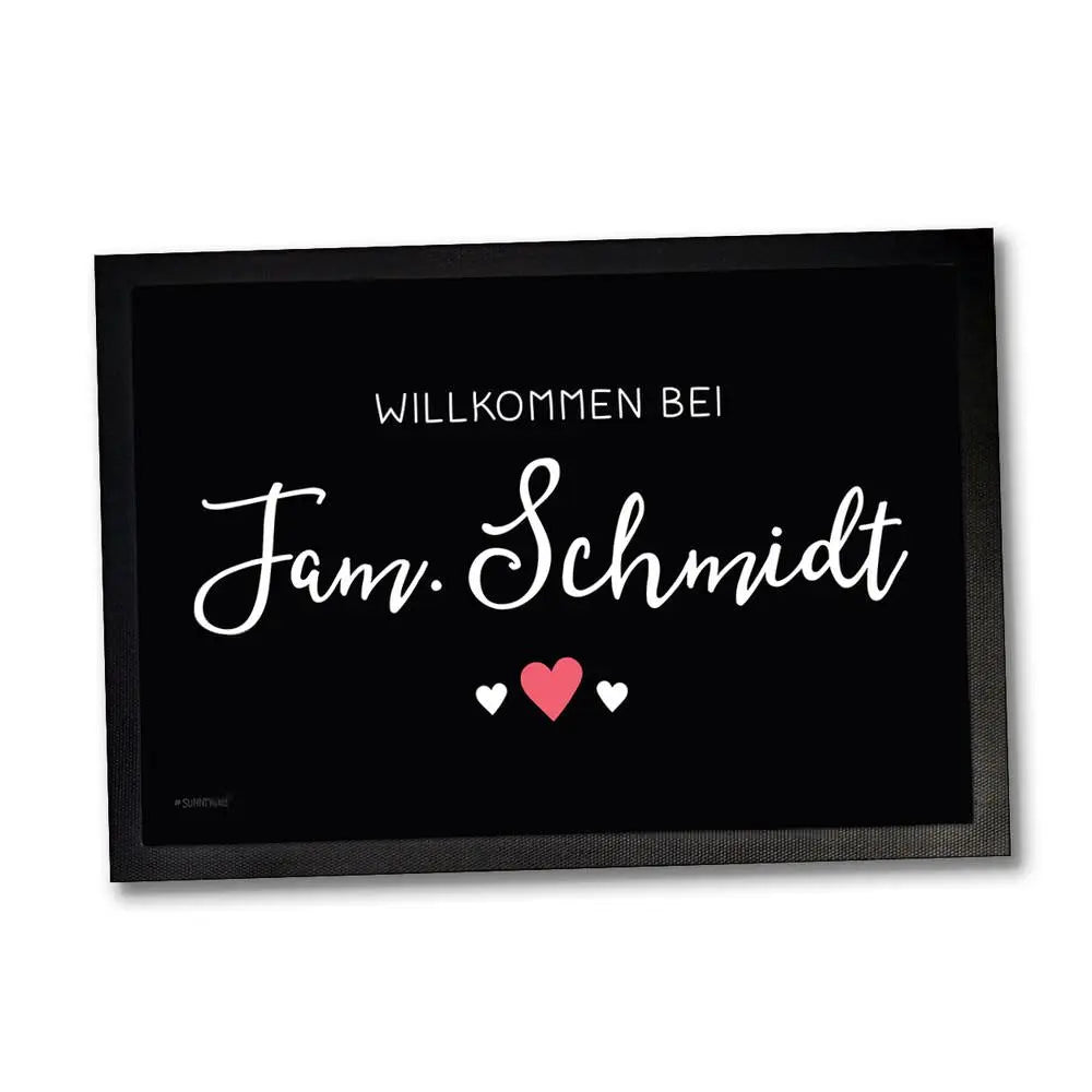 Fußmatte Willkommen bei mit Wunschnamen personalisiert Sunnywall