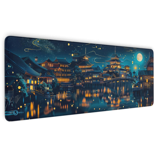 Gaming Mauspad XXL | Chinesischer Tempel bei Nacht | PREMIUM-DICKE 4 MM Sunnywall