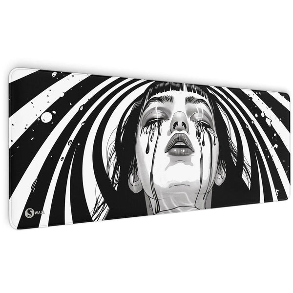 Gaming Mauspad XXL | Crying Girl - Black `n White | PREMIUM-DICKE 4 MM Sunnywall