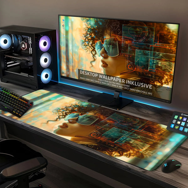 Gaming Mauspad XXL | Cyberpunk Lady | PREMIUM-DICKE 4 MM Sunnywall