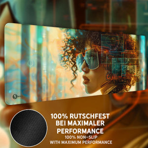 Gaming Mauspad XXL | Cyberpunk Lady | PREMIUM-DICKE 4 MM Sunnywall