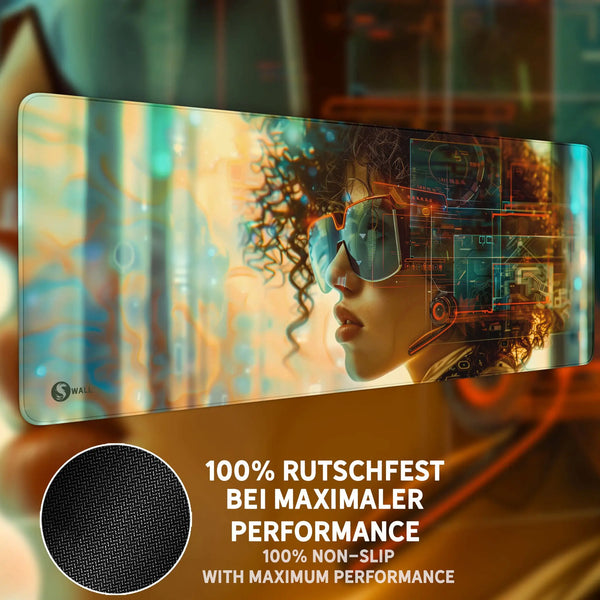 Gaming Mauspad XXL | Cyberpunk Lady | PREMIUM-DICKE 4 MM Sunnywall