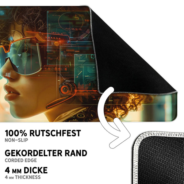 Gaming Mauspad XXL | Cyberpunk Lady | PREMIUM-DICKE 4 MM Sunnywall