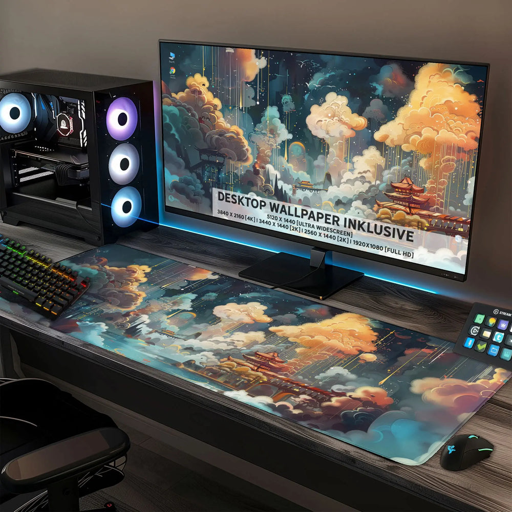 Gaming Mauspad XXL | Dreamy Asia - Verträumtes Asien | PREMIUM-DICKE 4 MM Sunnywall