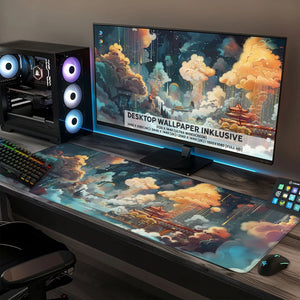 Gaming Mauspad XXL | Dreamy Asia - Verträumtes Asien | PREMIUM-DICKE 4 MM Sunnywall
