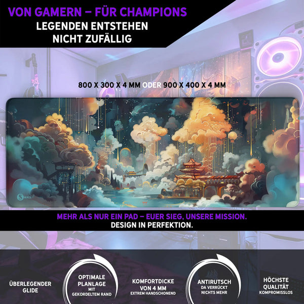 Gaming Mauspad XXL | Dreamy Asia - Verträumtes Asien | PREMIUM-DICKE 4 MM Sunnywall