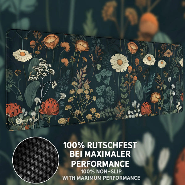 Gaming Mauspad XXL | Floral - Blumengarten | PREMIUM-DICKE 4 MM Sunnywall