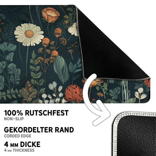Gaming Mauspad XXL | Floral - Blumengarten | PREMIUM-DICKE 4 MM Sunnywall