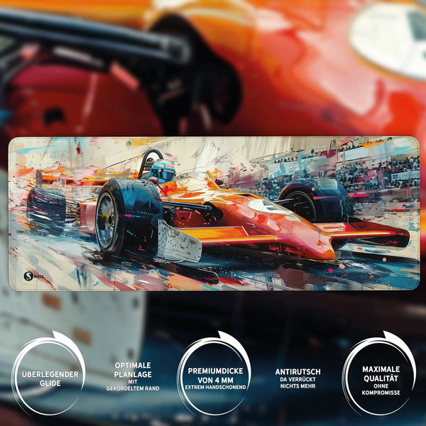 Gaming Mauspad XXL | Formel 1 F1 Rennwagen | PREMIUM-DICKE 4 MM Sunnywall