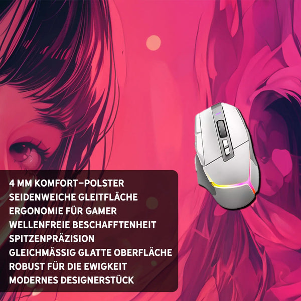 Gaming Mauspad XXL | Girl in Pink | PREMIUM-DICKE 4 MM Sunnywall