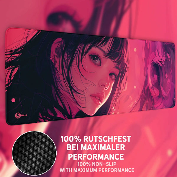 Gaming Mauspad XXL | Girl in Pink | PREMIUM-DICKE 4 MM Sunnywall