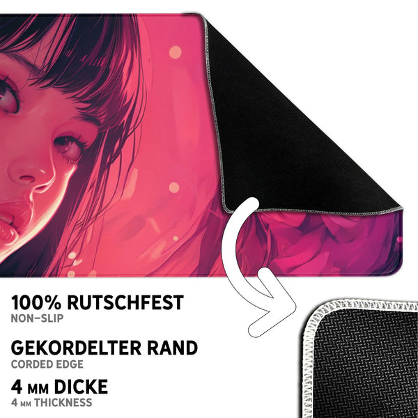 Gaming Mauspad XXL | Girl in Pink | PREMIUM-DICKE 4 MM Sunnywall