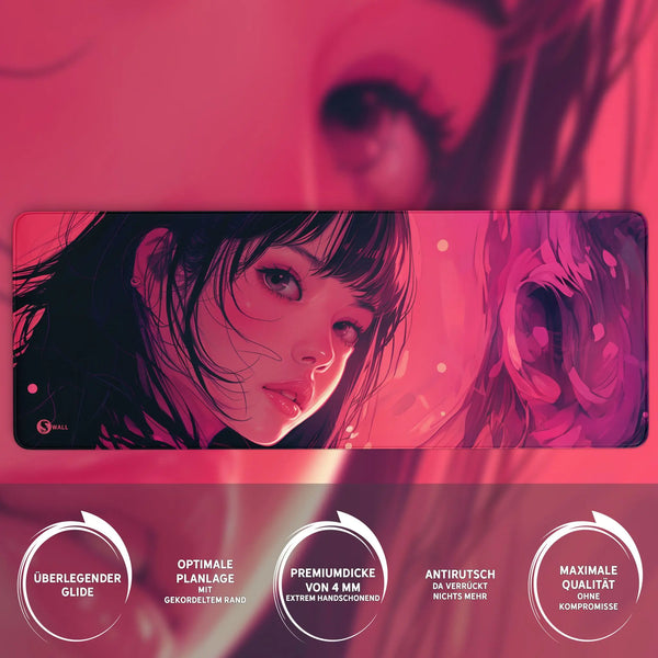 Gaming Mauspad XXL | Girl in Pink | PREMIUM-DICKE 4 MM Sunnywall