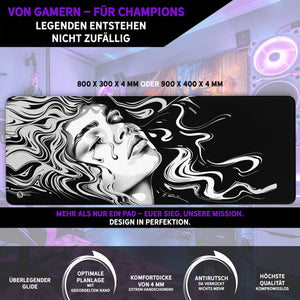 Gaming Mauspad XXL | Ink Girl | PREMIUM-DICKE 4 MM Sunnywall