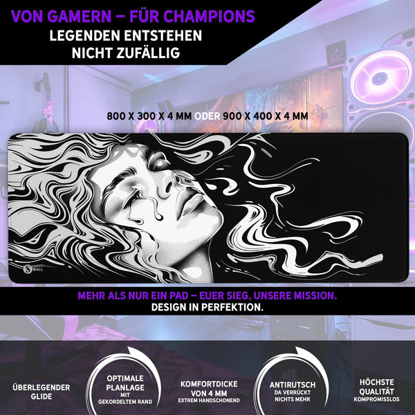 Gaming Mauspad XXL | Ink Girl | PREMIUM-DICKE 4 MM Sunnywall