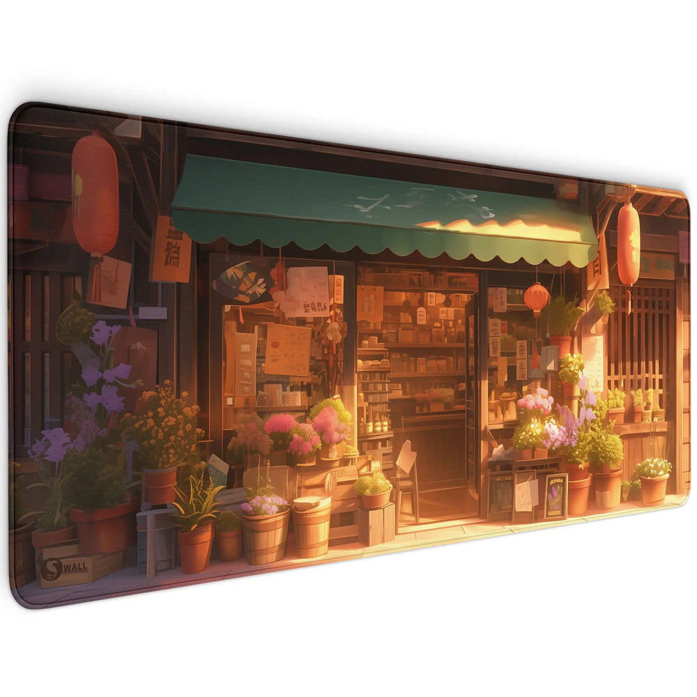 Gaming Mauspad XXL | Japanischer Blumenladen - LoFi Schreibtischunterlage | PREMIUM-DICKE 4 MM Sunnywall