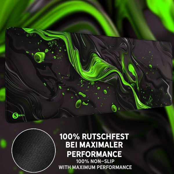 Gaming Mauspad XXL | Liquid Stripe schwarz grün | PREMIUM-DICKE 4 MM Sunnywall