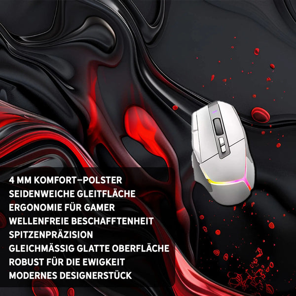 Gaming Mauspad XXL | Liquid Stripe schwarz rot | PREMIUM-DICKE 4 MM Sunnywall