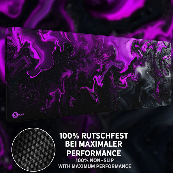 Gaming Mauspad XXL | Liquid  schwarz purpur 90Degree | PREMIUM-DICKE 4 MM Sunnywall