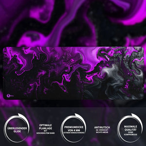 Gaming Mauspad XXL | Liquid  schwarz purpur 90Degree | PREMIUM-DICKE 4 MM Sunnywall