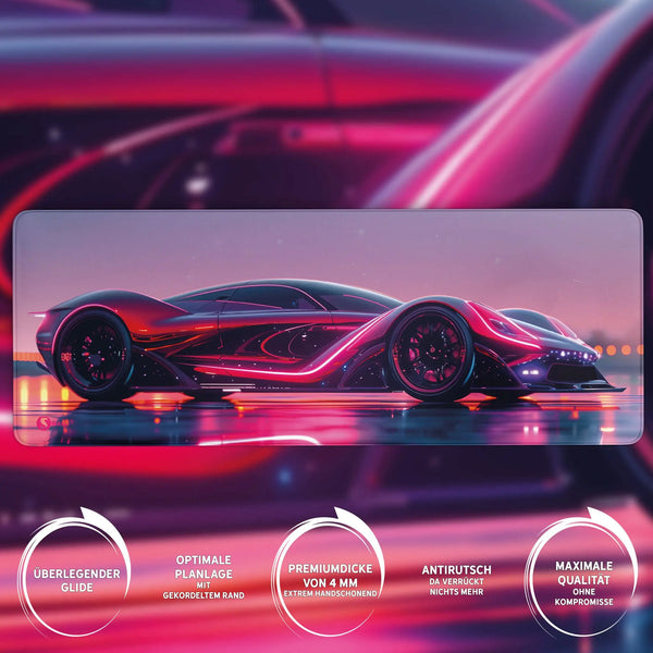 Gaming Mauspad XXL | Neon Car | PREMIUM-DICKE 4 MM Sunnywall
