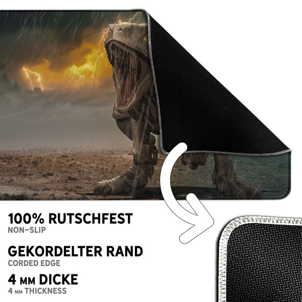 Gaming Mauspad XXL | Raptor Dinosaurier | PREMIUM-DICKE 4 MM Sunnywall