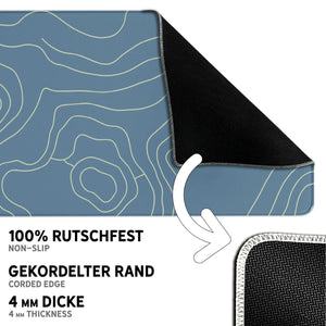 Gaming Mauspad XXL | Topografie - blau | PREMIUM-DICKE 4 MM Sunnywall