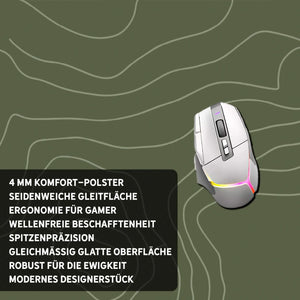 Gaming Mauspad XXL | Topografie - moosgrün | PREMIUM-DICKE 4 MM Sunnywall