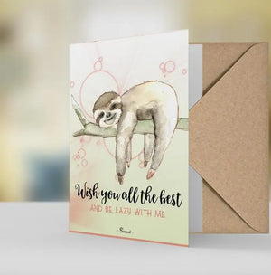 Geschenkkarte Grußkarte - Faultier sloth - Wish you all the best and be lazy with me Sunnywall