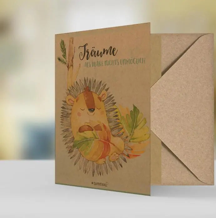 Geschenkkarte Grußkarte Natur Öko - Igel Hedgehog Träume als wäre nichts unmöglich Sunnywall