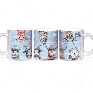 Glitzertasse - Winterliche Tierfreunde - Für die Seele - Weihnachten - Silber Glitzer Sunnywall