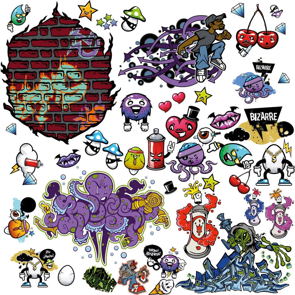 Graffiti Wandtattoo XXL Set | Kinderzimmer Aufkleber bunt Wanddeko Sunnywall