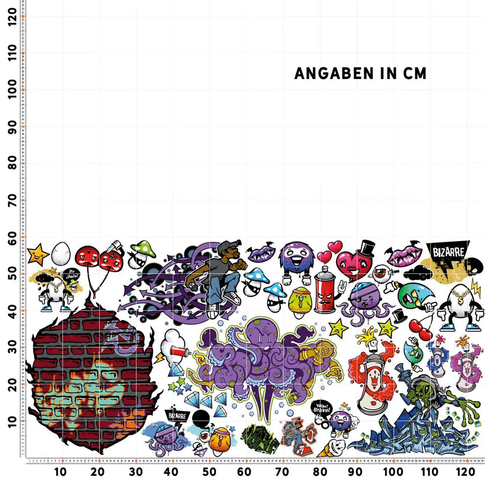 Graffiti Wandtattoo XXL Set | Kinderzimmer Aufkleber bunt Wanddeko Sunnywall