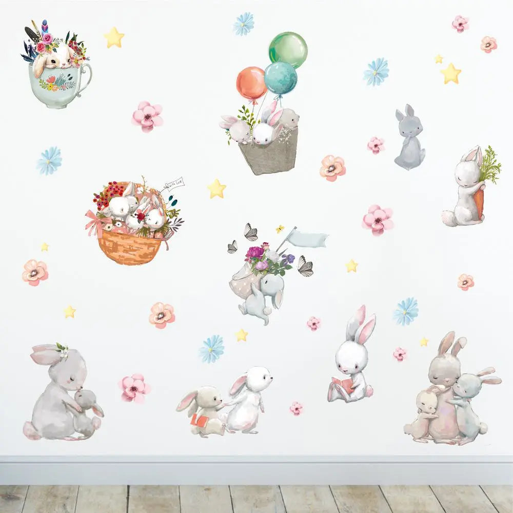 Hasenbande - Wandtattoo Kinderzimmer Baby Wandaufkleber Sunnywall