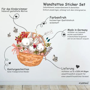 Hasenbande - Wandtattoo Kinderzimmer Baby Wandaufkleber Sunnywall
