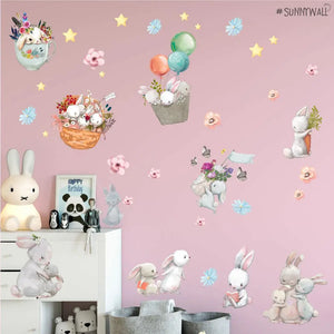 Hasenbande - Wandtattoo Kinderzimmer Baby Wandaufkleber Sunnywall