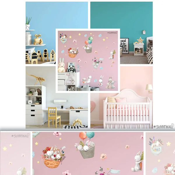 Hasenbande - Wandtattoo Kinderzimmer Baby Wandaufkleber Sunnywall