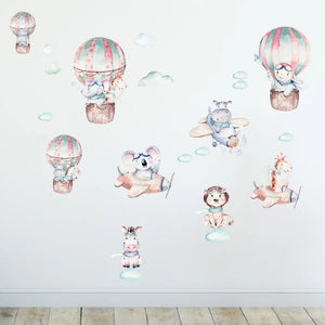 Himmel Safari Tiere - In the sky - Wandtattoo Kinderzimmer Baby Wandaufkleber - 6 x A4 Set Sunnywall