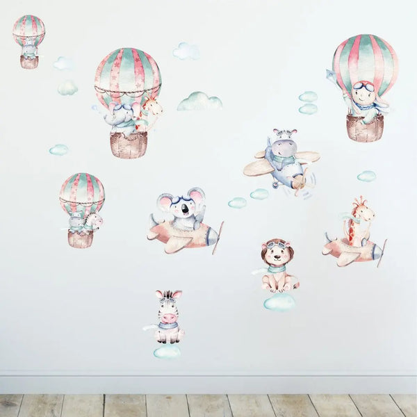 Himmel Safari Tiere - In the sky - Wandtattoo Kinderzimmer Baby Wandaufkleber - 6 x A4 Set Sunnywall