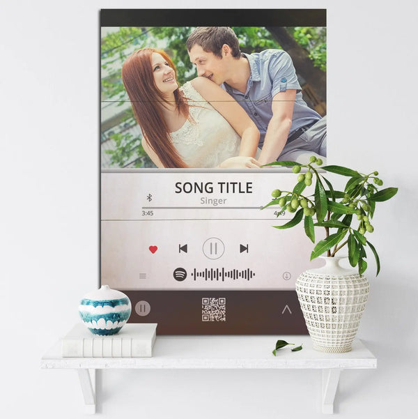 Holzbild mit Foto und Lieblingssong von Spotify – Dein persönliches Meisterwerk Sunnywall