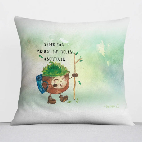 Kastanie Herbst Jeder Tag bringt ein neues Abenteuer Kissen pillow Sunnywall