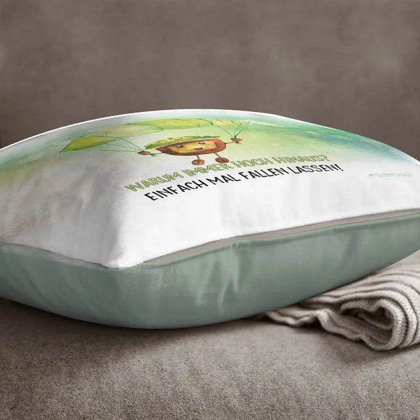 Kastanie Herbst Warum immer hoch hinaus? Einfach mal fallen lassen! Kissen pillow Sunnywall