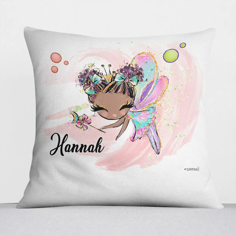 Kissen mit Reißverschluss rosa Glitzer Fee II – Personalisiert mit Namen Sunnywall