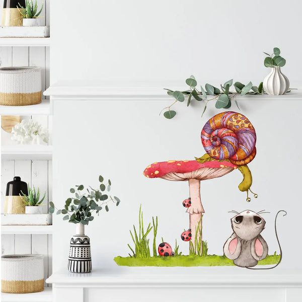 Kleine Maus und Schnecke - Wandtattoo Kinderzimmer Wandaufkleber Babyzimmer Sunnywall
