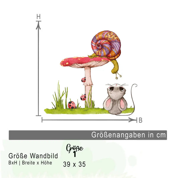 Kleine Maus und Schnecke - Wandtattoo Kinderzimmer Wandaufkleber Babyzimmer Sunnywall