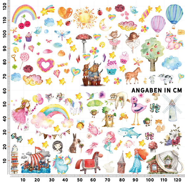 Mädchen MIX Toysland Wandtattoo XXL Set | Kinderzimmer Aufkleber bunt Wanddeko Sunnywall