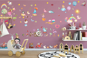 Mädchen MIX Toysland Wandtattoo XXL Set | Kinderzimmer Aufkleber bunt Wanddeko Sunnywall
